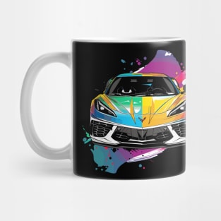 C8 Corvette Supercar Racecar Front View Color Splash Muscle Car Sports Car Corvette C8 Mug